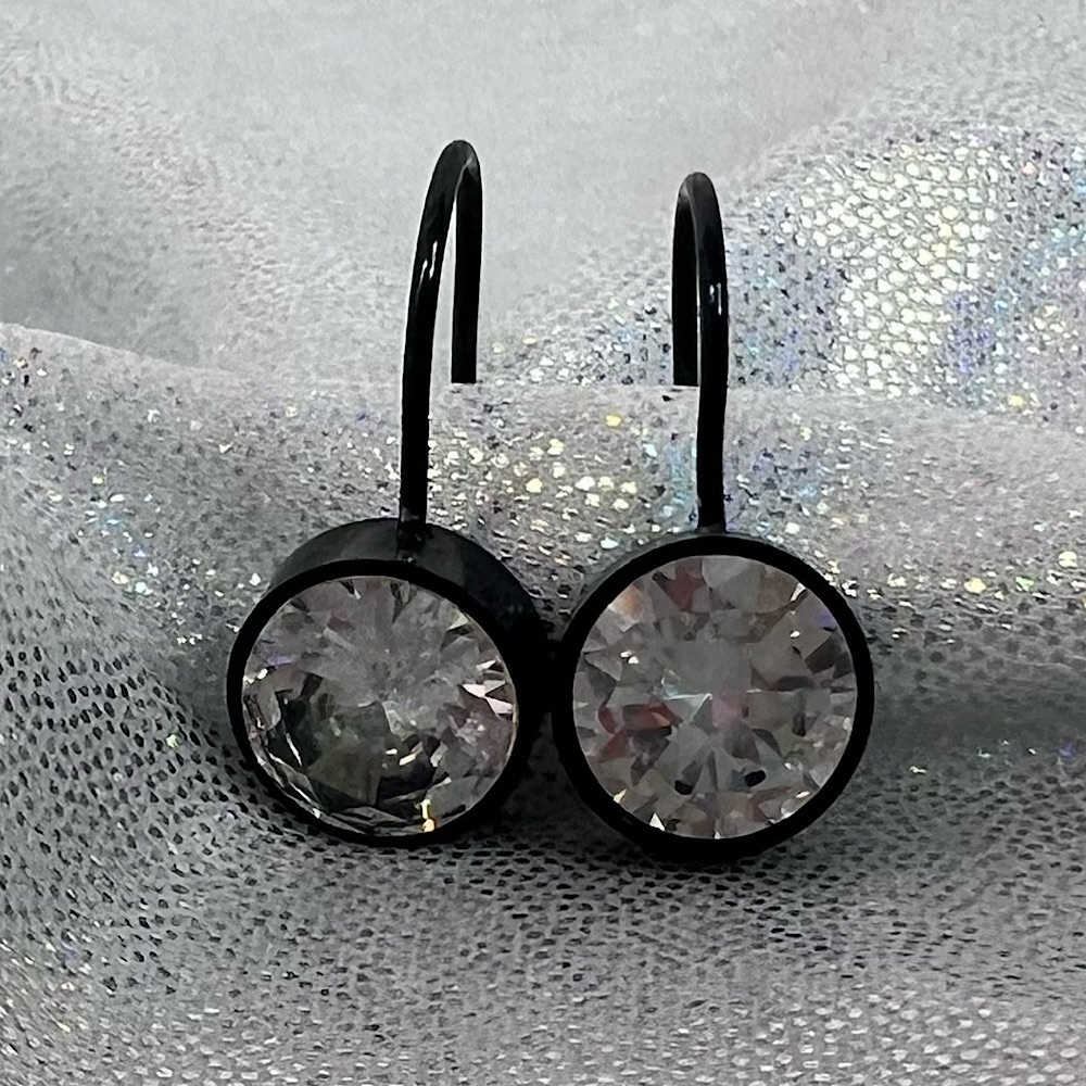 Earrings jewels black silver rhinestone Elegant Black and Silver Earrings